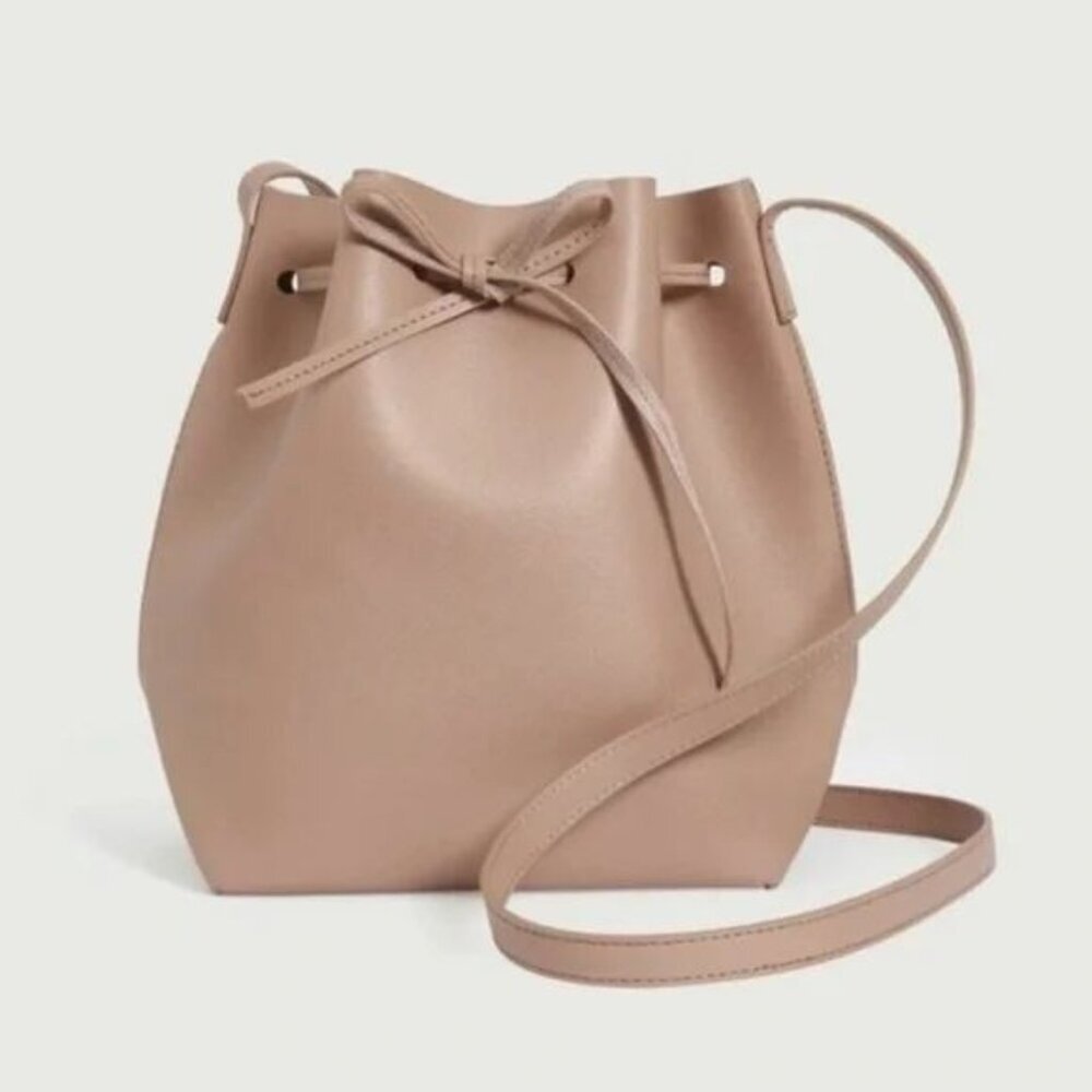 NWT Kayla + Ava | Women’s dusty rose crossbody bow tie bucket bag, vegan leather - Picture 2 of 11
